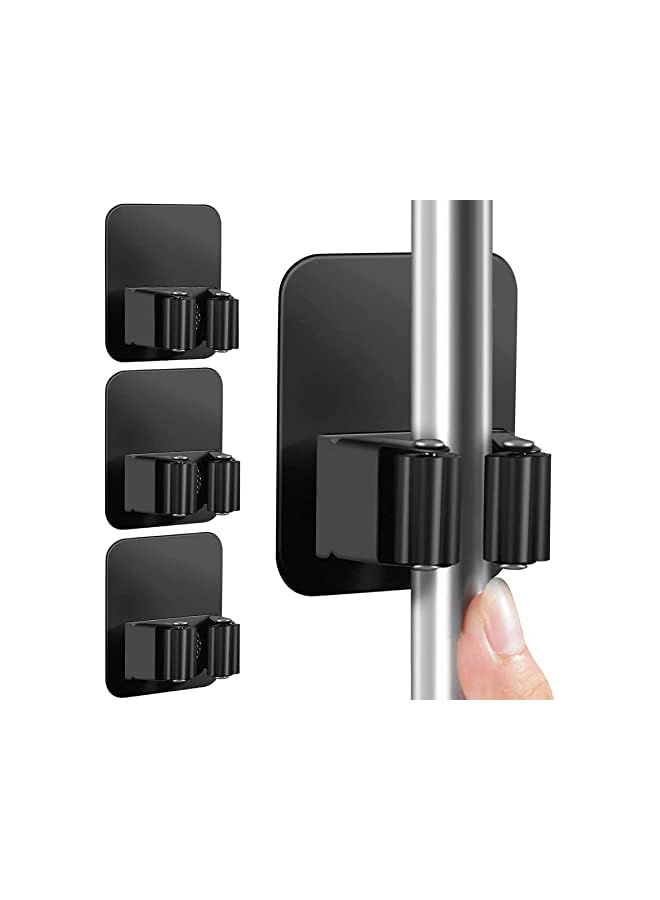 erorex 4 Pack Broom Holder Wall Mount, Improved Broom Holder, Super Anti-Slip Mop and Broom Holder Wall Mount, Broom Hanger Gripper for Kitchen, Bathroom, Closet, Garden Garage, Black - Image 2