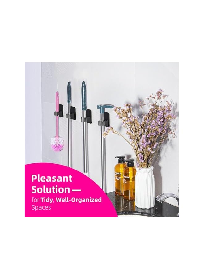 erorex 4 Pack Broom Holder Wall Mount, Improved Broom Holder, Super Anti-Slip Mop and Broom Holder Wall Mount, Broom Hanger Gripper for Kitchen, Bathroom, Closet, Garden Garage, Black - Image 5