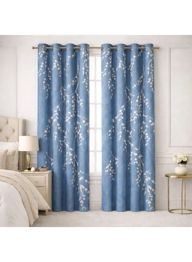 بليس كاسا ستائر نافذة Bliss Casa Indigo مكونة من قطعتين مقاس 240 × 140 سم - ستائر ذات فتحات صلبة لغرفة النوم وغرفة المعيشة - ستائر منزلية من القماش الفاخر