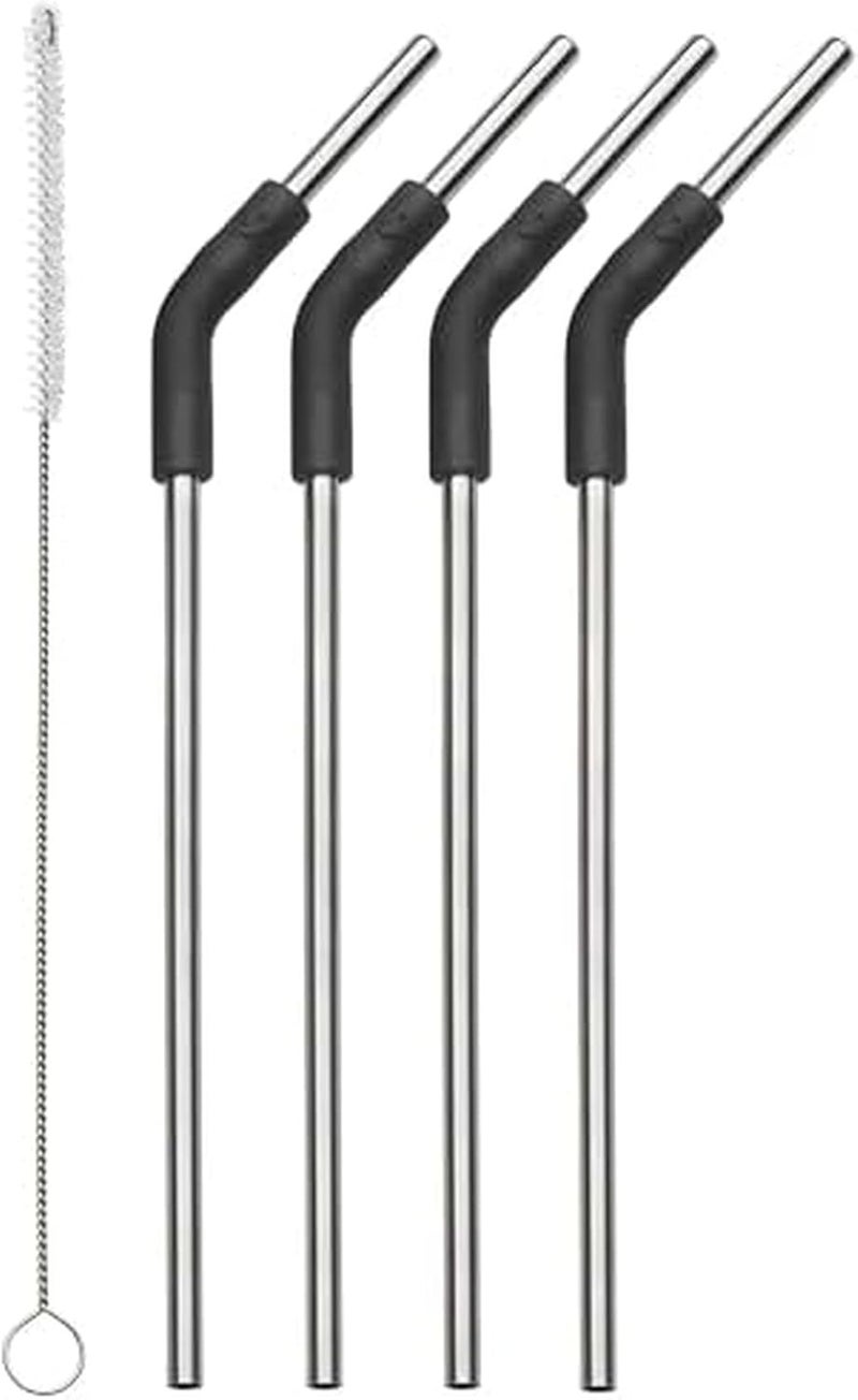 S'well Stainless Steel Straw Set, Includes 4 Straws With Flexi Neck and Straw Cleaning Brush, BPA Free - Image 1