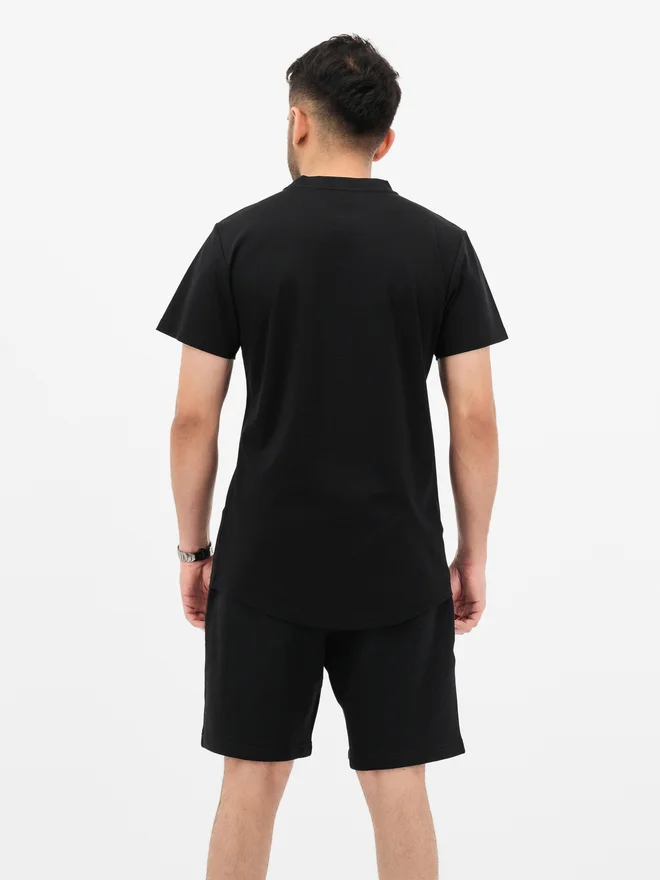 Unidentity Men Black Graphic Short Sleeve T-Shirt