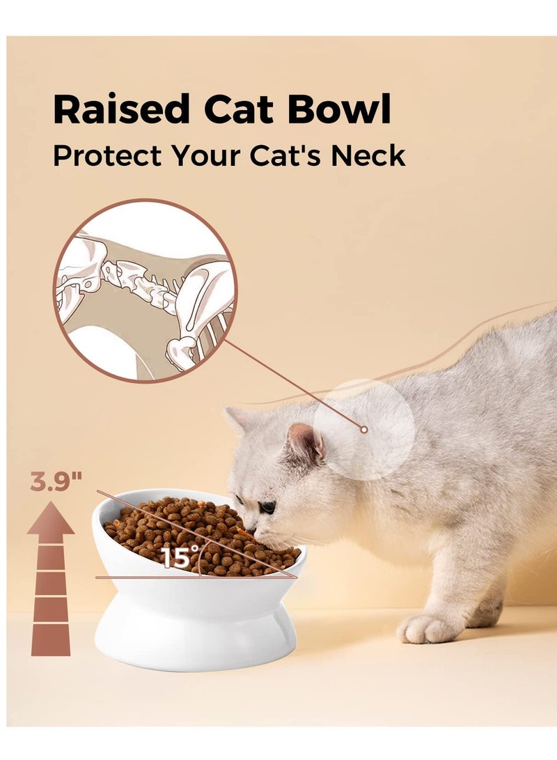 Elevated Ceramic Cat and Dog Bowl, 5 Oz Anti-Vomiting Design, Tilted for Comfort, Perfect for Small Pets - Image 5