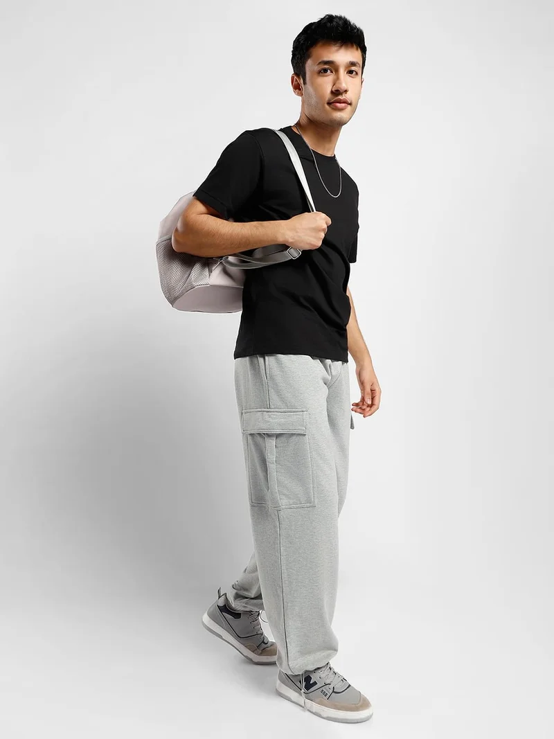 NOBERO Grey Cargo Utility Joggers for Men