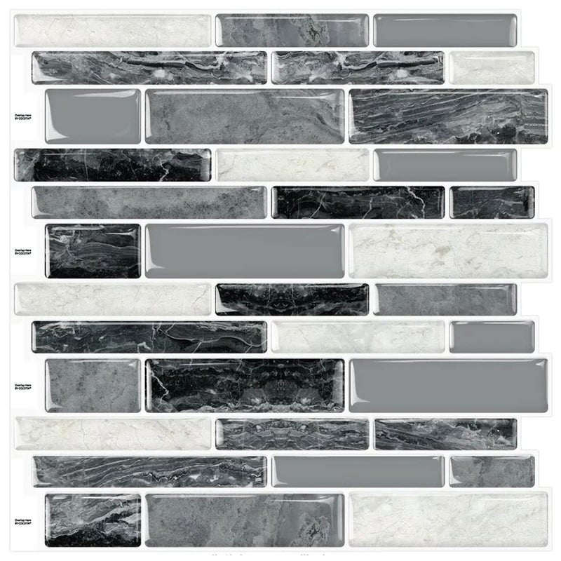 DEWOO Peel and Stick Backsplash 3D Self Adhesive Wall Tiles for Kitchen BathroomMarble Gray 10Sheet 1212