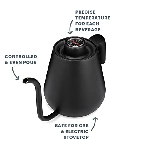 Soma Stainless Steel Gooseneck Coffee & Tea Kettle, Black, 1 Liter, Stovetop - Image 4