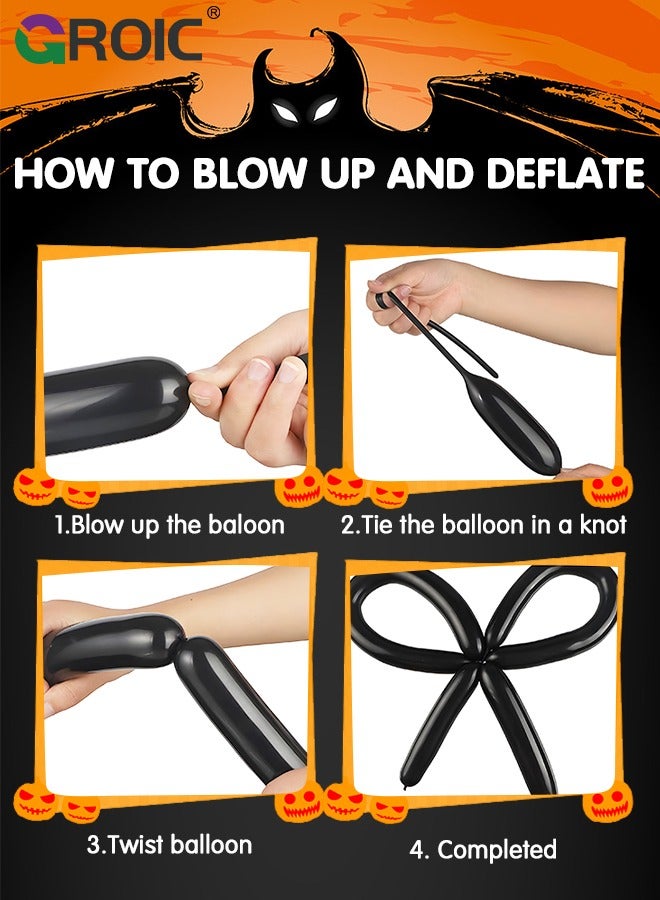 GROIC Long Balloons for Balloon Animals, 100pcs Twisting Balloons for Balloon Garland Animals Modeling Birthday Wedding Party Decorations Black,Party Supplies - Image 2