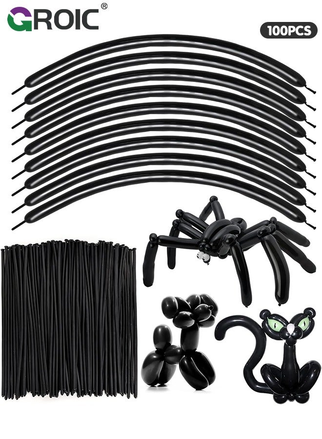 GROIC Long Balloons for Balloon Animals, 100pcs Twisting Balloons for Balloon Garland Animals Modeling Birthday Wedding Party Decorations Black,Party Supplies - Image 1