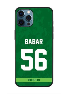 Rugged Black Edge Case iPhone 12 Pro, Slim fit Soft Case Flexible Rubber Edges Thin Cover - Player Name - Babar Azam, Jersey Number- 56