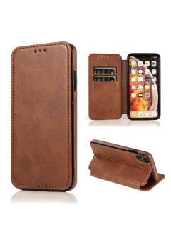 For Iphone16 Pro Max Flip Mobile Phone Leather Case For Iphone14 Mobile Phone Case 13 Card Protection Case Magnetic Suction-Color:Dark Brown-Applicable Model:For Iphone15 Pro Max