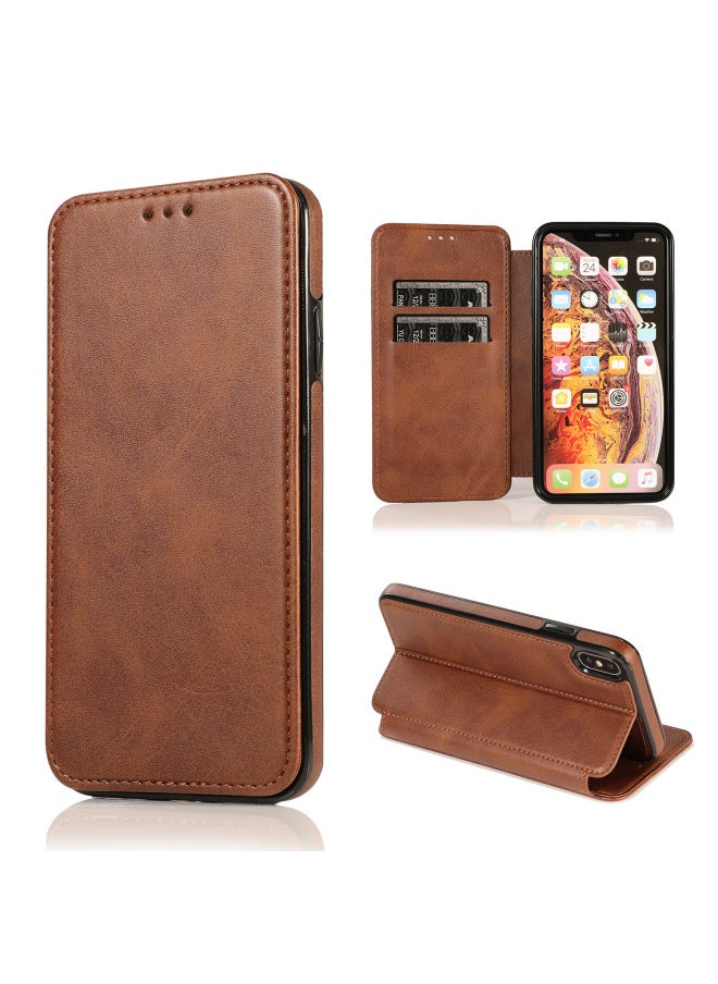 Generic - For Iphone16 Pro Max Flip Mobile Phone Leather Case For Iphone14 Mobile Phone Case 13 Card Protection Case Magnetic Suction-Color:Dark Brown-Applicable Model:For Iphone15 Pro Max - Image 1
