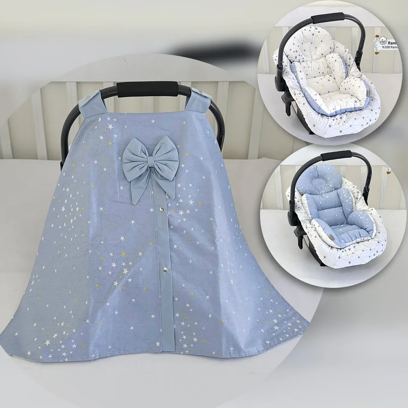 Ebabynest Samanyolu Series Blue and White Stroller Cover Set of 3