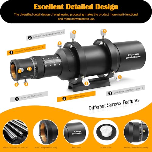 Astromania Guide Scope 60mm FMC Compact Finder Guide Scope Kit with Double Helical Focuser Compatible with 1.25 inch Eyepiece for Astronomical Telescope & Auto Guiding Cameras for Astrophotography - Image 2