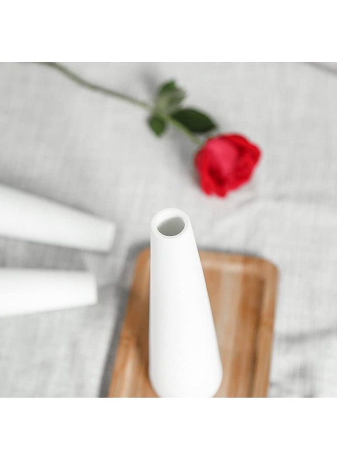 ericotry Tall Conic White Ceramic Flower Vase Small Bud Vase Single Flower Decorative Floral Vase Taper Vase Table Top Centerpieces For Home Wedding Table Bedroom Living Room Office Desk - Image 3