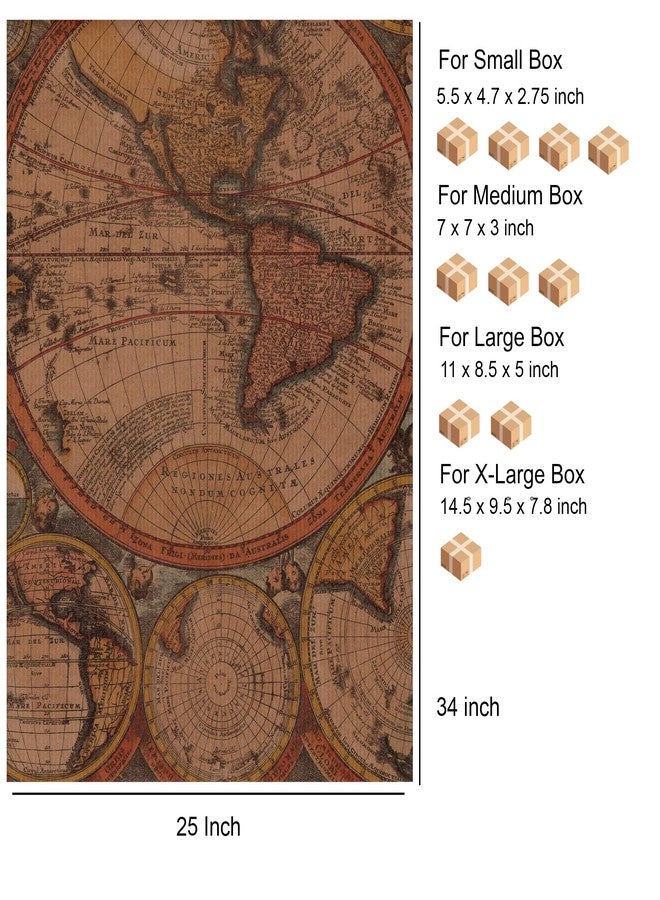 arkamii Premium Wrapping Paper Set of 4 Sheets Size 34 x 25 Inch Kraft Vintage World Map Gift Wrap (18-6183) - Image 3