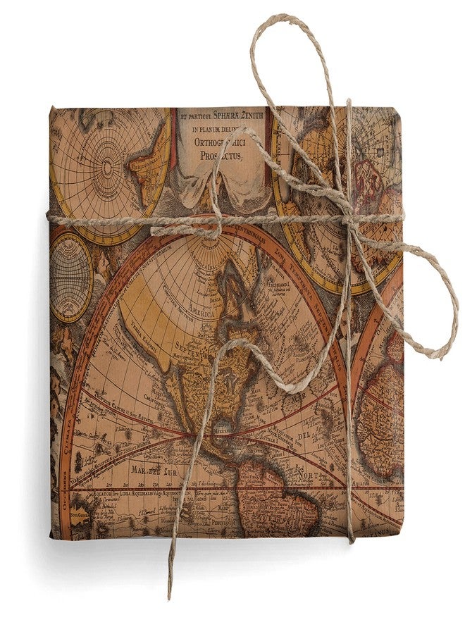 arkamii Premium Wrapping Paper Set of 4 Sheets Size 34 x 25 Inch Kraft Vintage World Map Gift Wrap (18-6183) - Image 2