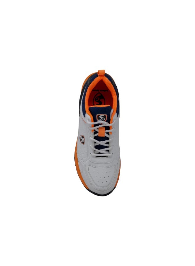 SG Club 6.0 Cricket Shoe (Color: White/Navy/Orange) | for Mens & Boys | Material: PU & Rubber | Lightweight | Improved Stability in The Game - Image 3