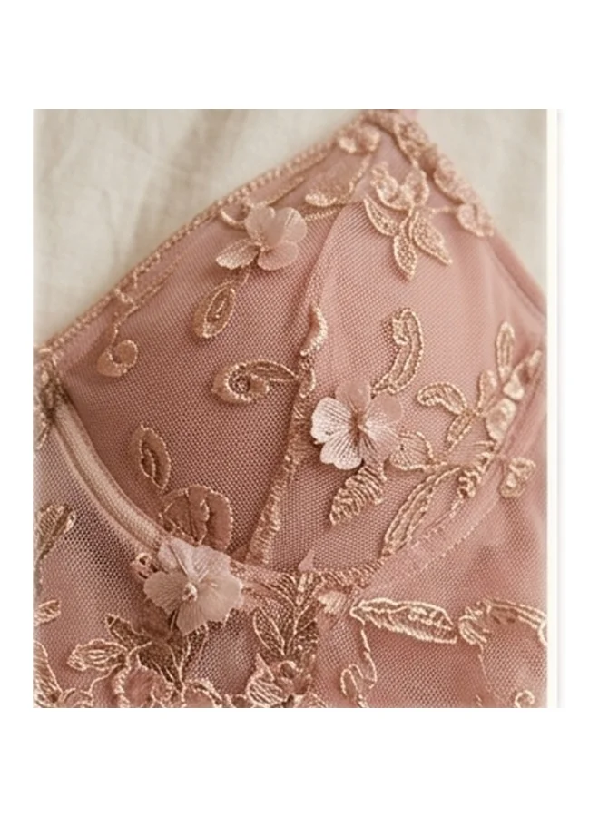Caprisious  Luxe Velvet & Lace Pajama Set with Floral Embroidery – 2-Piece Nightgown and Robe for Women | Best Price UAE