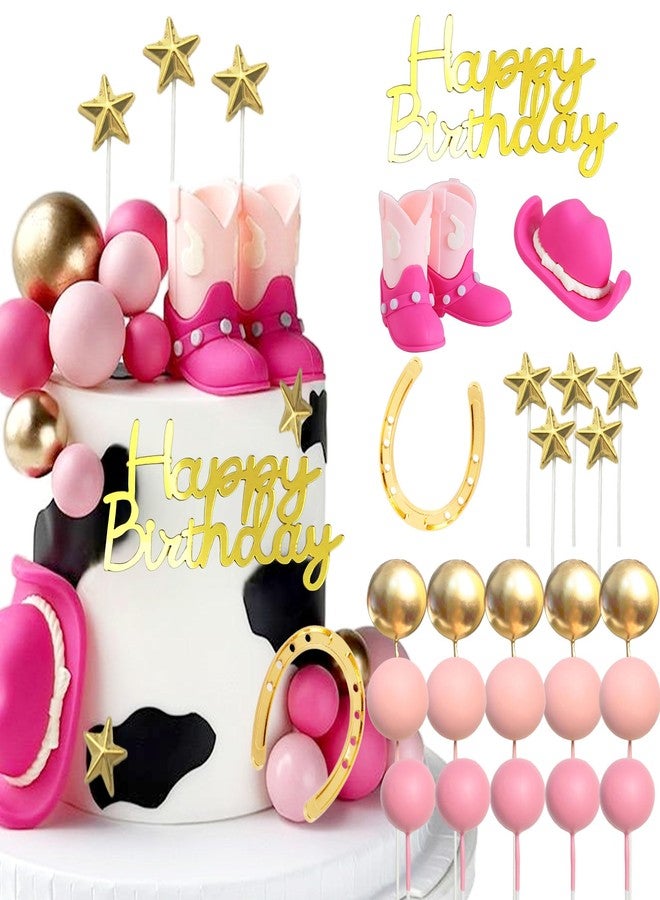 Tyotrbs Cowgirl Cake Topper, Tyotrbs 25pcs Cowgirl Cake Decoration Country Girl Cake Topper Cowgirl Boots Cake Decor Cowboy Western Birthday Decor Cowgirls Hat Birthday Party Decor for Western Theme Party - Image 1