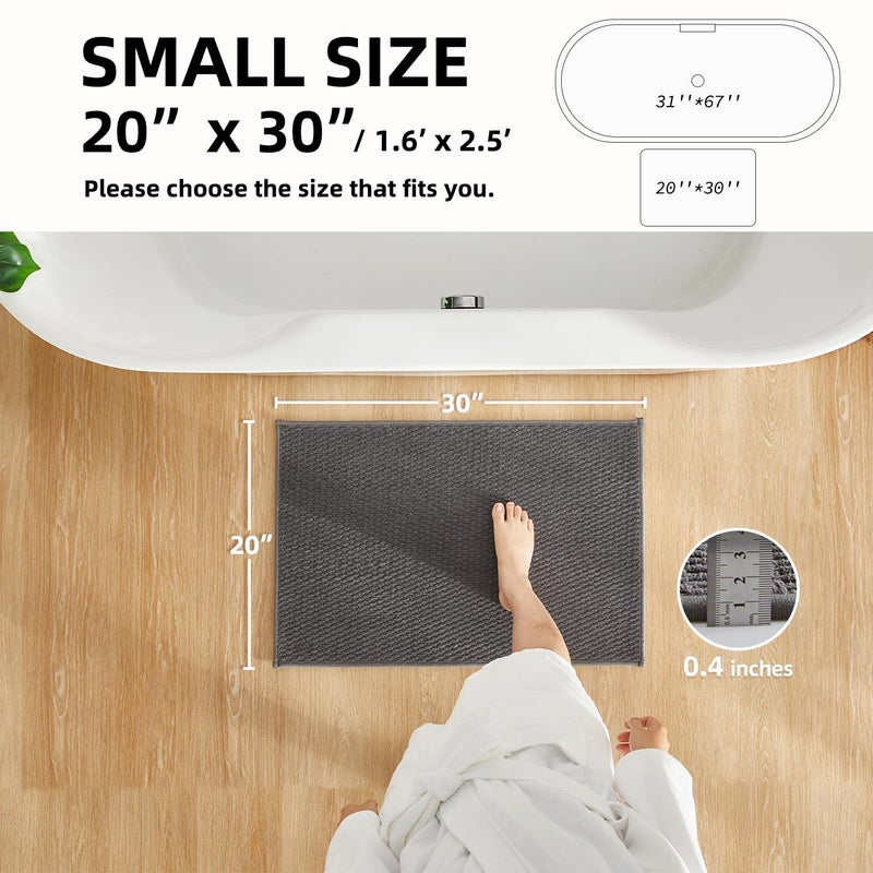 TYUU Bathroom Rugs Non Slip Washable, Super Absorbent Thin Bath Mat Small Quick Dry Low Pile Bathroom Rug, Dark Grey 20"x30" - Image 2