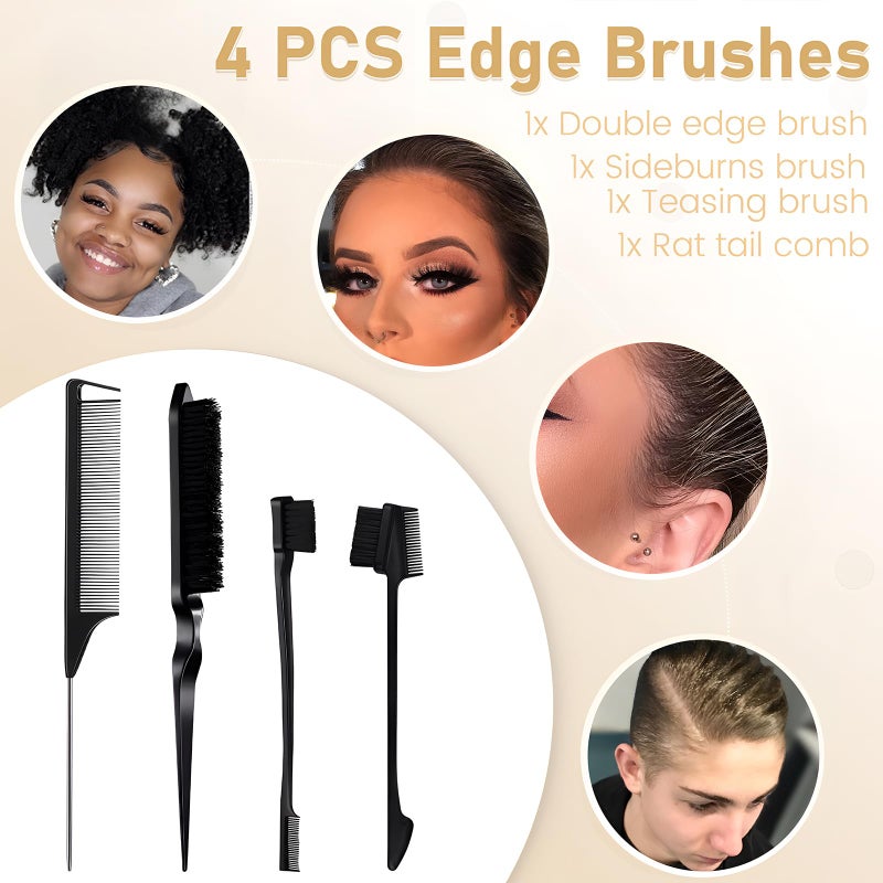 IKT VOLLUCK Hair Wax Stick for Wigs + 4 PCS Edge Brushes Hair Styling Comb Set, Edge Control Slick Stick Hair Pomade 2.7Oz Stick Non-greasy Styling Wax, Long Lasting, Strong Hold Temporary Hair Product - Image 4