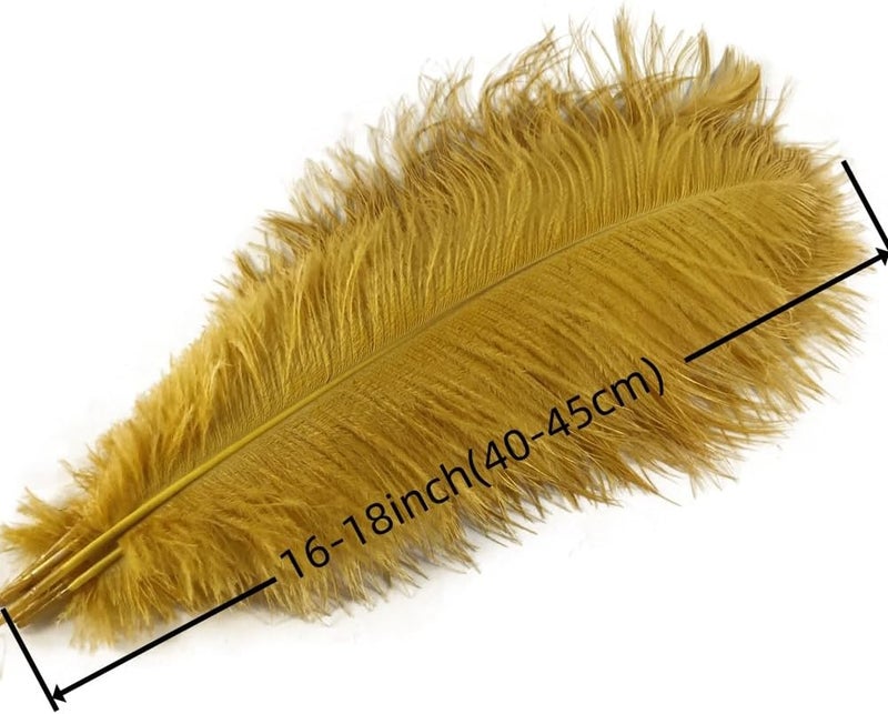 Sowder 5pcs Ostrich Feathers 16-18inch(40-45cm) Home Wedding Decoration(Gold) - Image 3