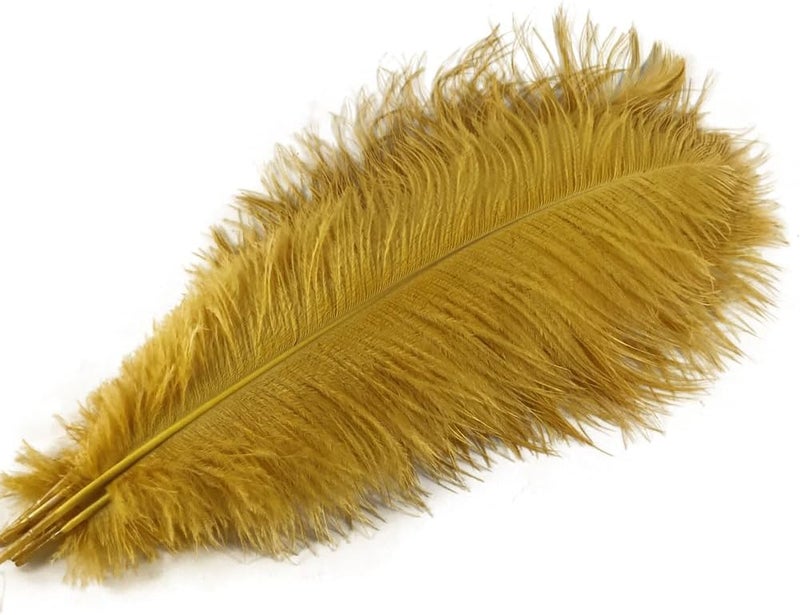 Sowder 5pcs Ostrich Feathers 16-18inch(40-45cm) Home Wedding Decoration(Gold) - Image 2