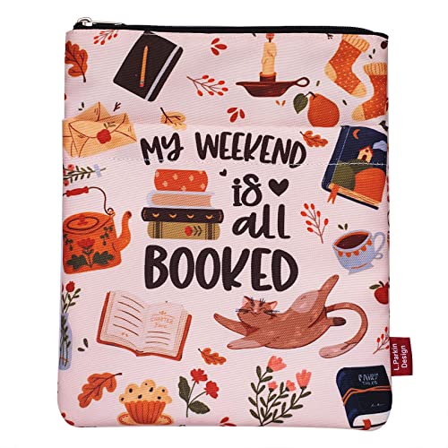 LParkin My Weekend is All Booked, Book Sleeve with Zipper and Front Pocket, Book Covers for Paperback, 11 x 8.5 Inch, Book Lovers Gifts - Image 1