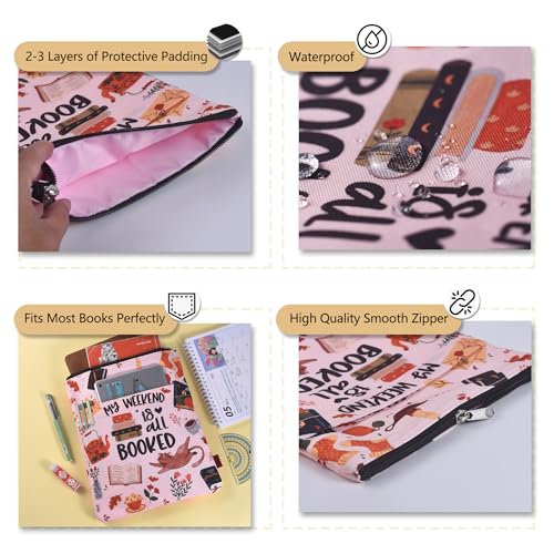 LParkin My Weekend is All Booked, Book Sleeve with Zipper and Front Pocket, Book Covers for Paperback, 11 x 8.5 Inch, Book Lovers Gifts - Image 3