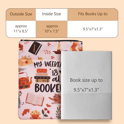 LParkin My Weekend is All Booked, Book Sleeve with Zipper and Front Pocket, Book Covers for Paperback, 11 x 8.5 Inch, Book Lovers Gifts - Image 5