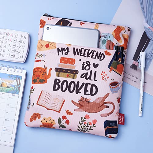 LParkin My Weekend is All Booked, Book Sleeve with Zipper and Front Pocket, Book Covers for Paperback, 11 x 8.5 Inch, Book Lovers Gifts - Image 4