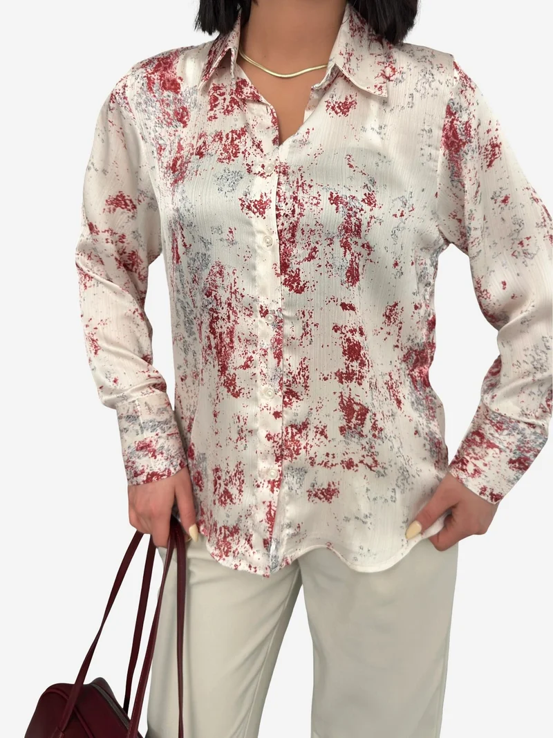 ماي فاشن MY FASHION Printed Crepe Buttoned Shirt