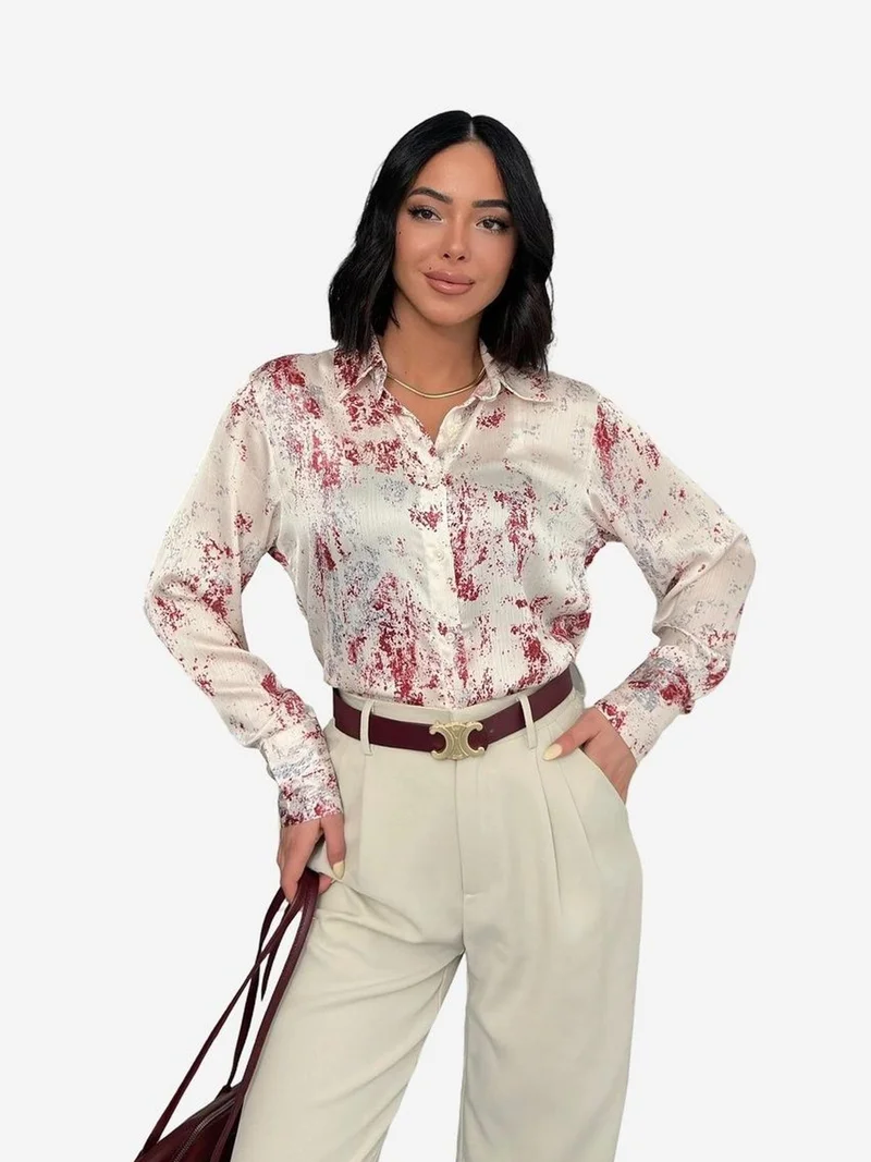 MY FASHION Printed Crepe Buttoned Shirt