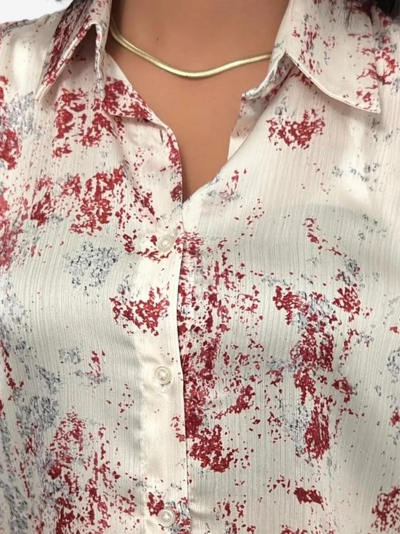 My Fashion Red MY FASHION Printed Crepe Buttoned Shirt for Women | Best Price UAE