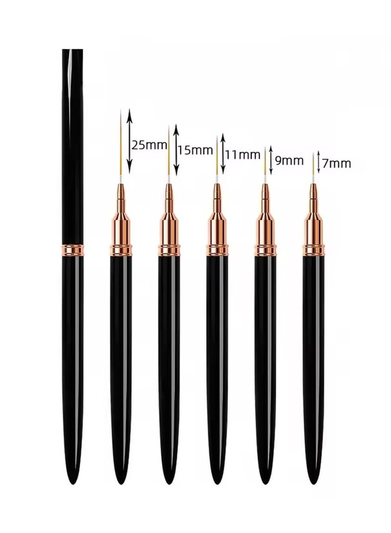 Goolsky Nail Brush Pen 5pcs/set Nail Art Liner Brushes Set Elongated Striping Drawing Professional  - Image 5