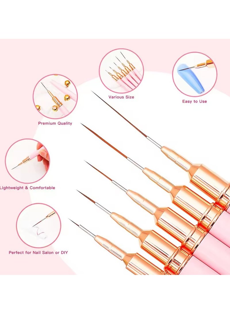 Goolsky Nail Brush Pen 5pcs/set Nail Art Liner Brushes Set Elongated Striping Drawing Professional  - Image 4