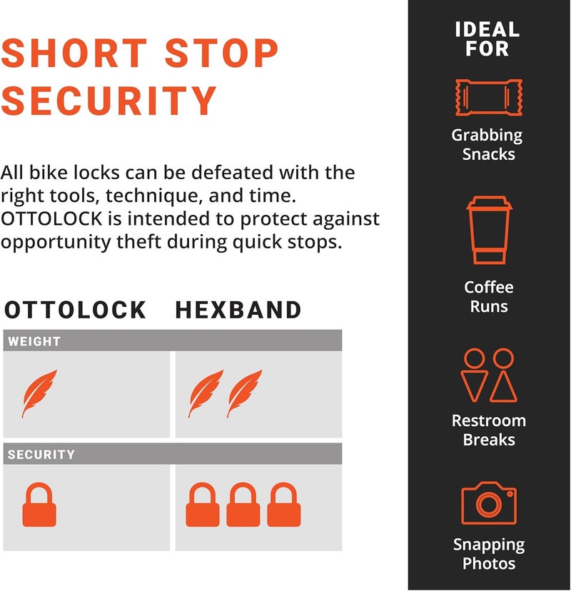OTTOLOCK Cinch Lock - Lightweight Anti Theft Compact Combination Bike Lock, Ideal for Quick Stops, Bicycle Accessories, OTTO Orange, 30 Inch - Image 3