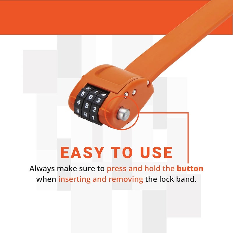 OTTOLOCK Cinch Lock - Lightweight Anti Theft Compact Combination Bike Lock, Ideal for Quick Stops, Bicycle Accessories, OTTO Orange, 30 Inch - Image 2