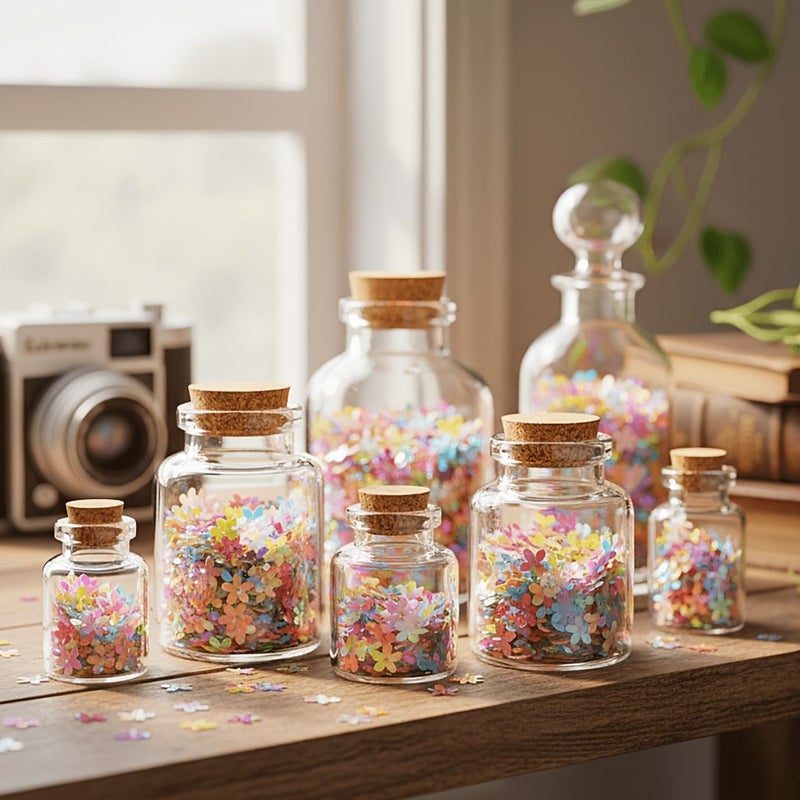 680Pcs Colorful Sakura Glitter Cherry Blossom Confetti Desktop Decoration Wedding Flower Scattering Confession Proposal Party Decoration DIY Handmade Slime Nail Art Creative Greeting Card Compact Shining High Quality - Image 4