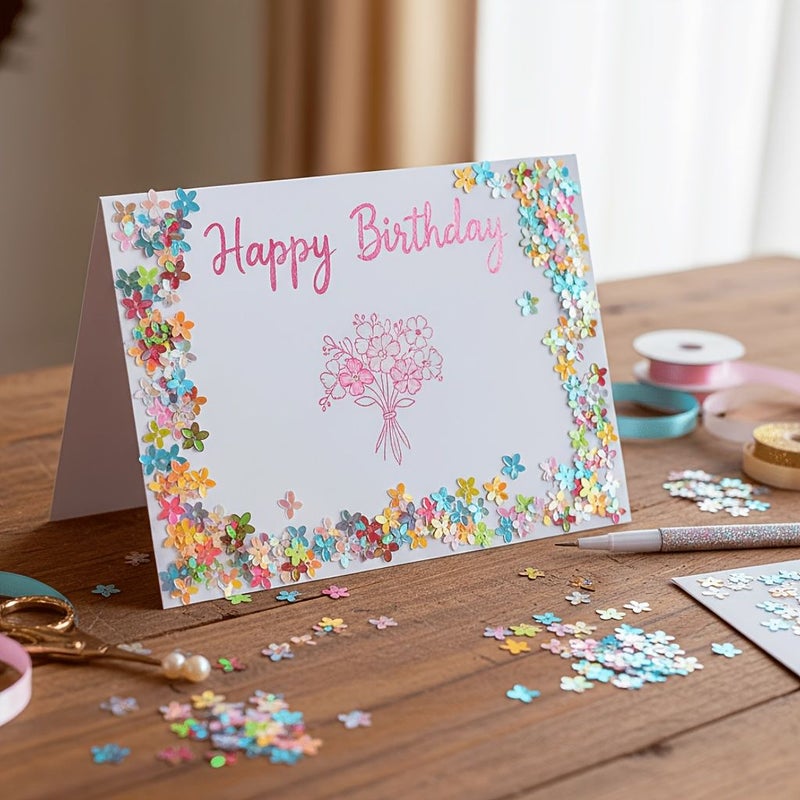 680Pcs Colorful Sakura Glitter Cherry Blossom Confetti Desktop Decoration Wedding Flower Scattering Confession Proposal Party Decoration DIY Handmade Slime Nail Art Creative Greeting Card Compact Shining High Quality - Image 5