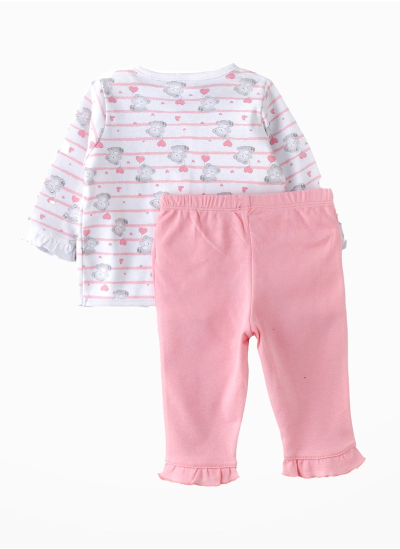 Tiny Hug Baby Girls' Teddy Bear Print 2-Piece Pajama Set  - Image 2