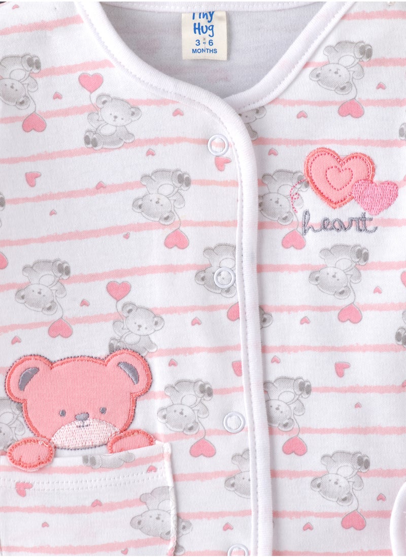 Tiny Hug Baby Girls' Teddy Bear Print 2-Piece Pajama Set  - Image 3