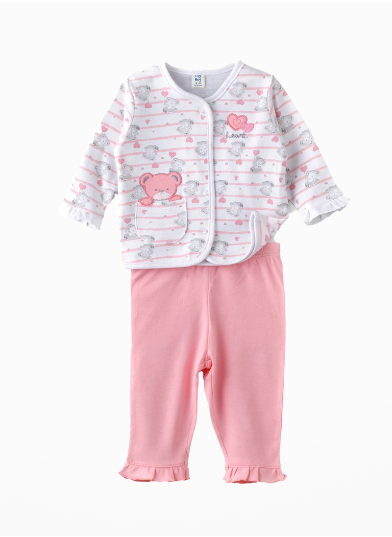 Tiny Hug Baby Girls' Teddy Bear Print 2-Piece Pajama Set  - Image 1