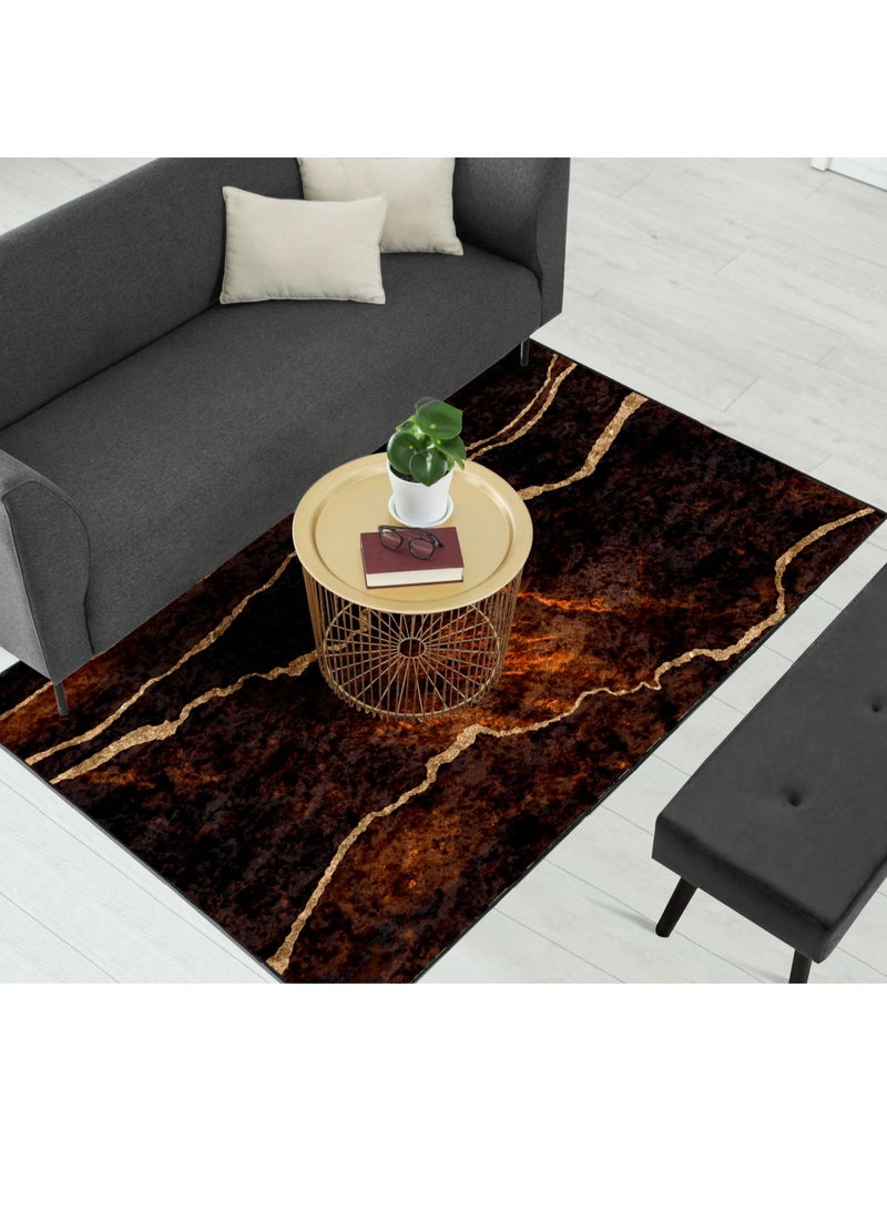 RIZARIES Brown Lava Abstract Centerpiece (Rug) - Image 1