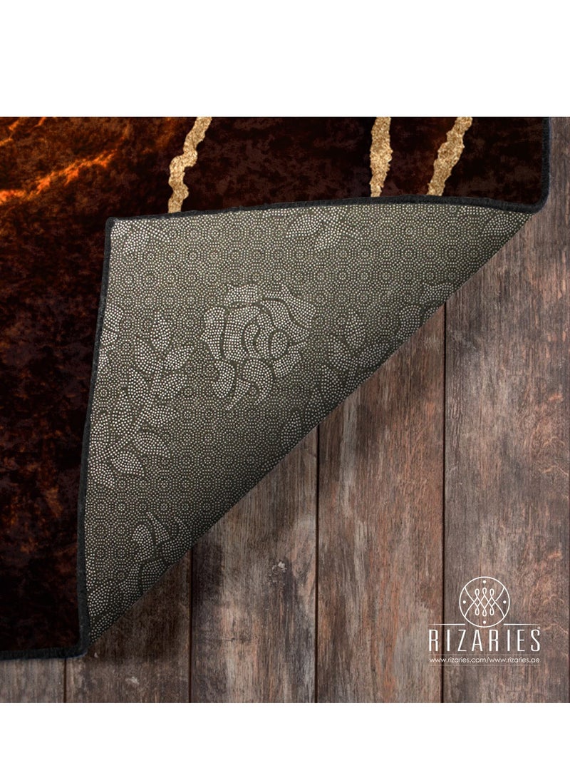 RIZARIES Brown Lava Abstract Centerpiece (Rug) - Image 4