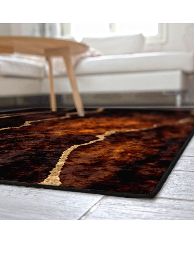 RIZARIES Brown Lava Abstract Centerpiece (Rug) - Image 2