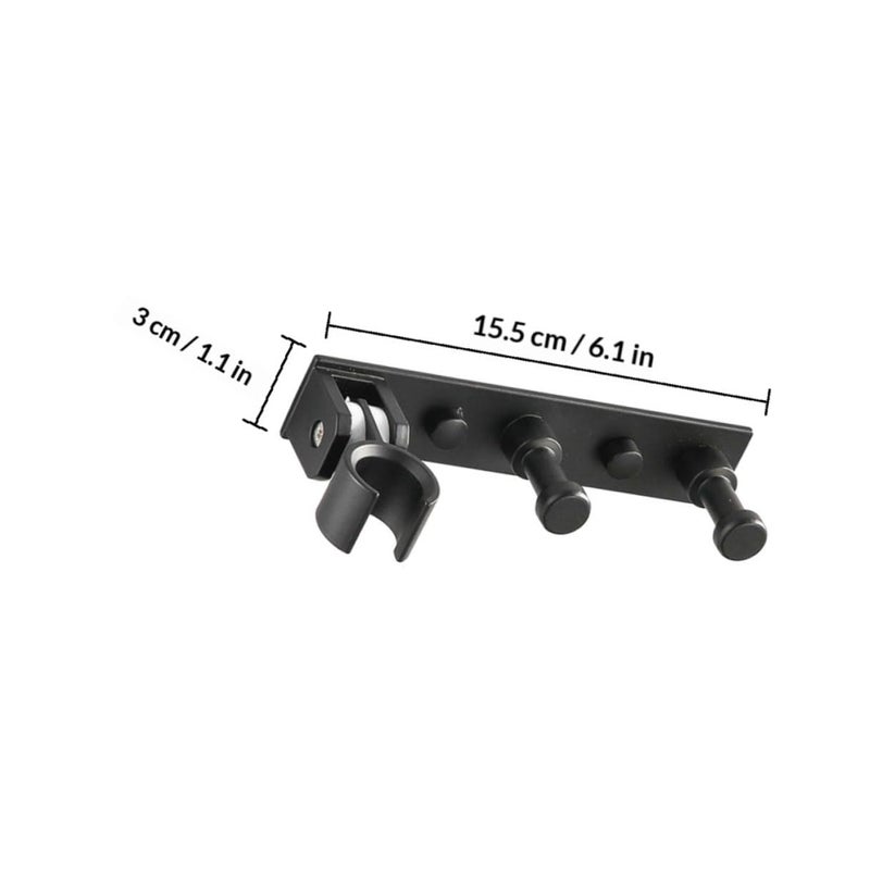 Black Aluminum Shower Head Holder Wall Mount with Hook for Bathroom Organization - Image 3