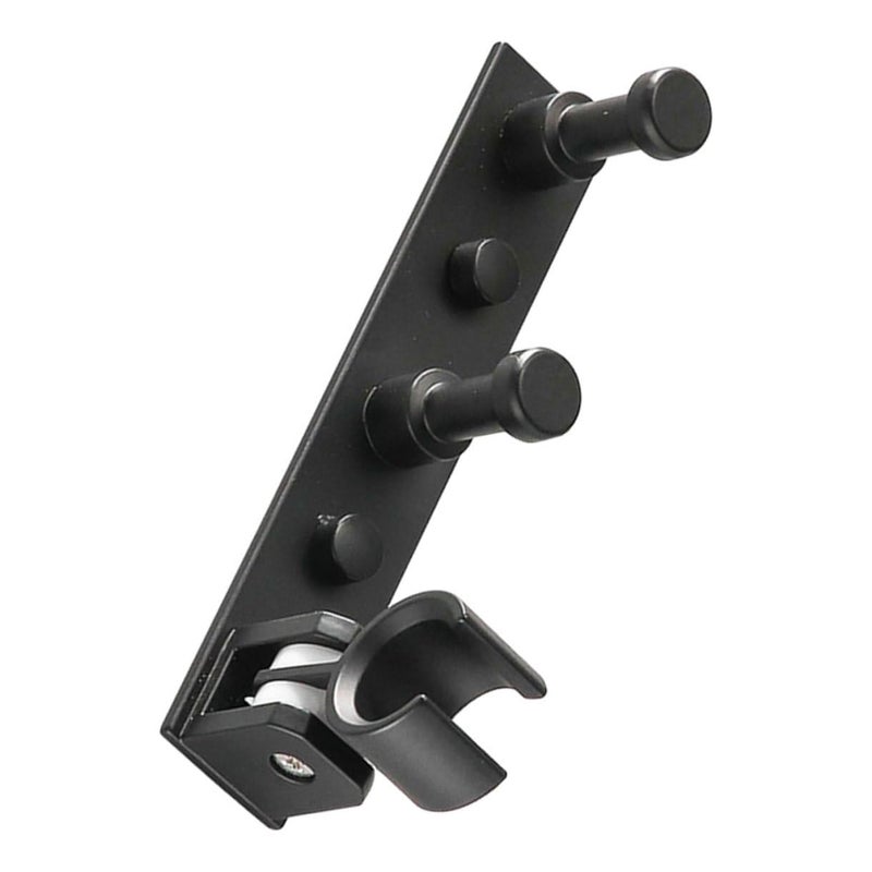 Black Aluminum Shower Head Holder Wall Mount with Hook for Bathroom Organization - Image 2