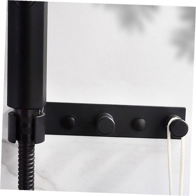 Black Aluminum Shower Head Holder Wall Mount with Hook for Bathroom Organization - Image 4