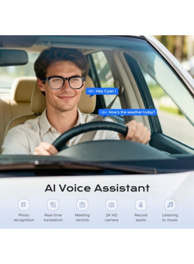 Domars AI Smart Glasses for Men Women,8MP 2K HD Camera Glasses,AI Voice Control,AI Photo Recognition,Real-Time Translation,Smart Sunglasses with Bluetooth Call,IP67 Waterproof for Driving,Outdoor - Image 3