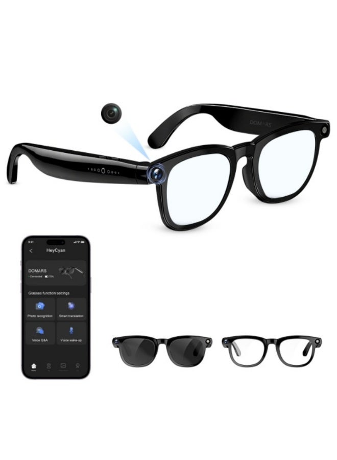 Domars AI Smart Glasses for Men Women,8MP 2K HD Camera Glasses,AI Voice Control,AI Photo Recognition,Real-Time Translation,Smart Sunglasses with Bluetooth Call,IP67 Waterproof for Driving,Outdoor - Image 2